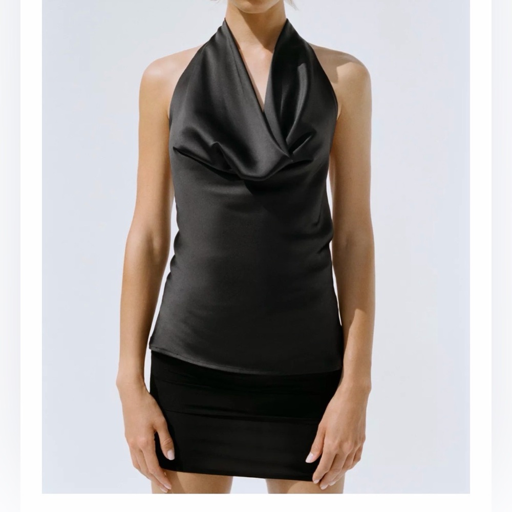 Zara satin effect place halter top